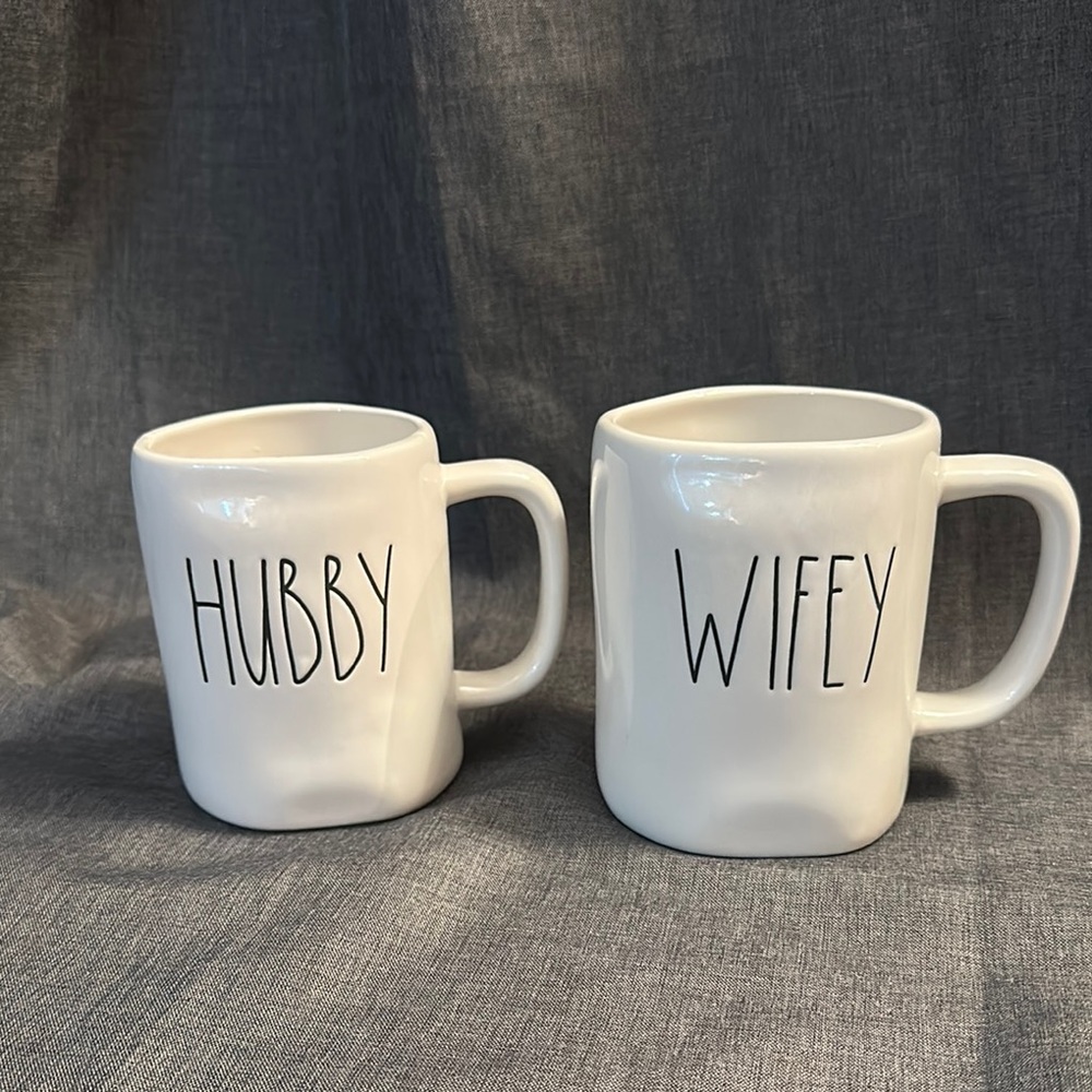 Rae Dunn White Ceramic Mugs Set for Dining